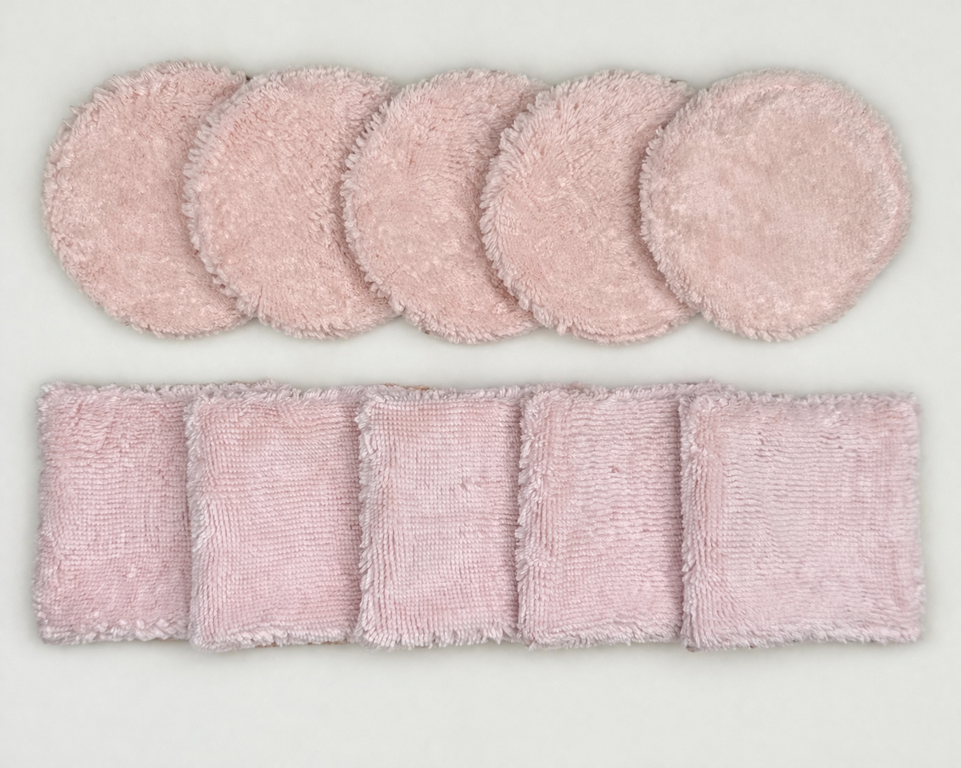 Lot de 5 cotons réutilisables + pochon – Éponge de bambou