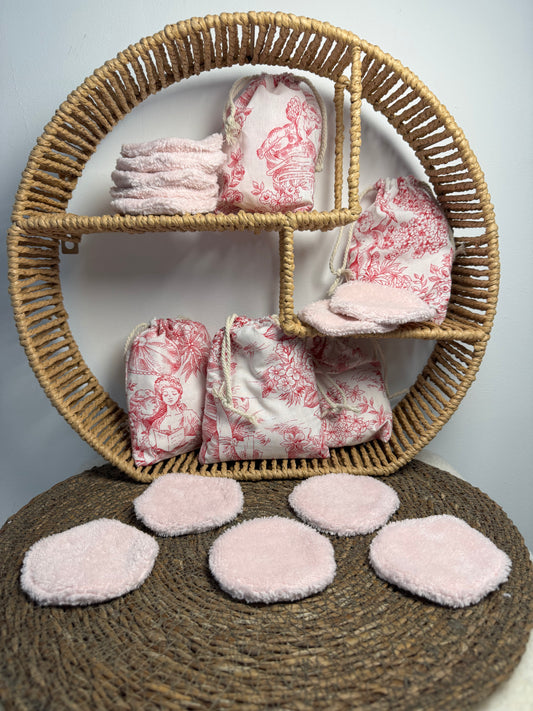 Lot de 5 cotons réutilisables + pochon – Éponge de bambou