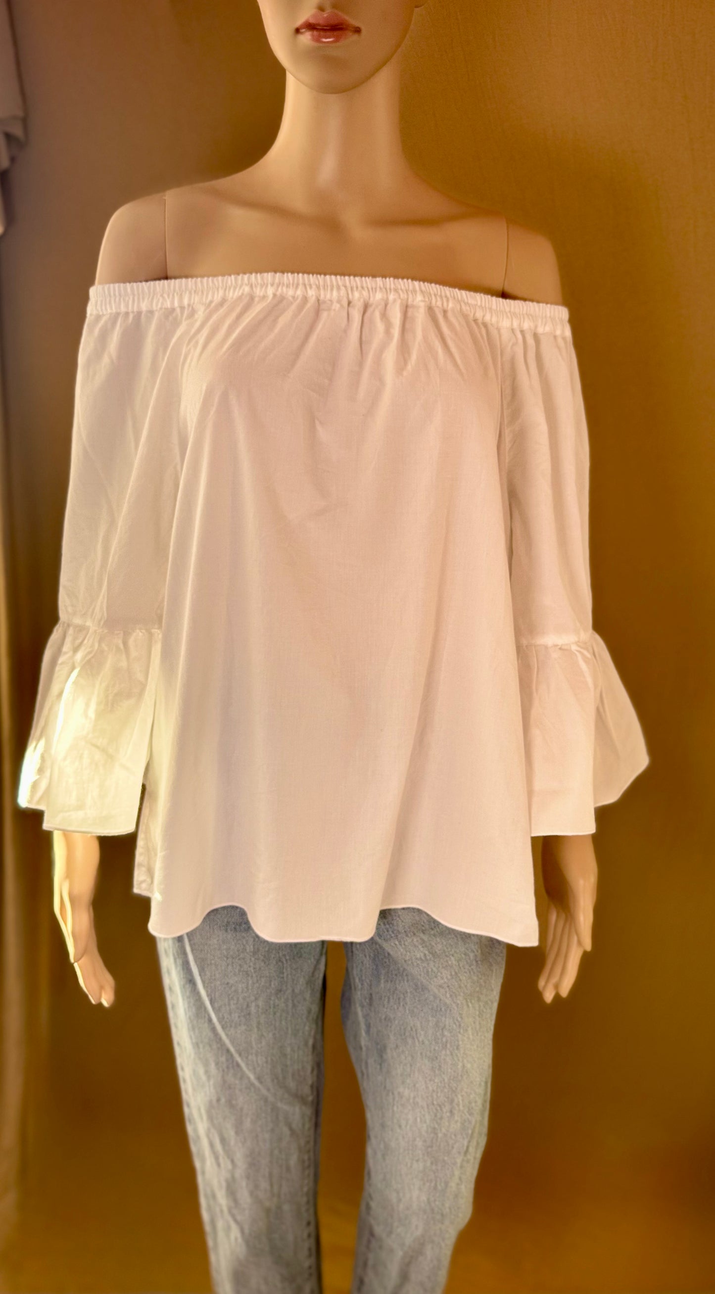 🤍 Top Blanc Épaules Dénudées – 100% Coton