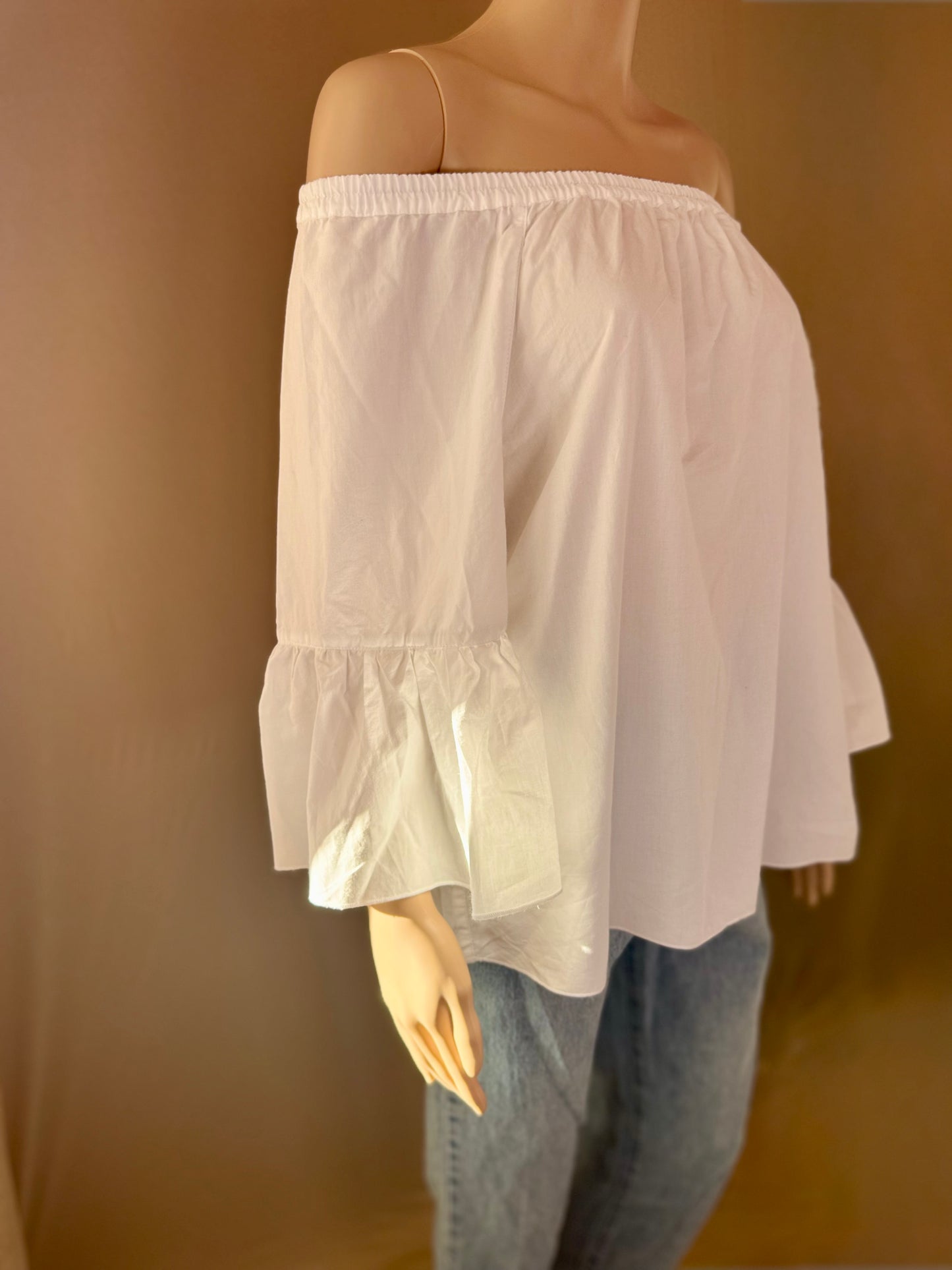 🤍 Top Blanc Épaules Dénudées – 100% Coton