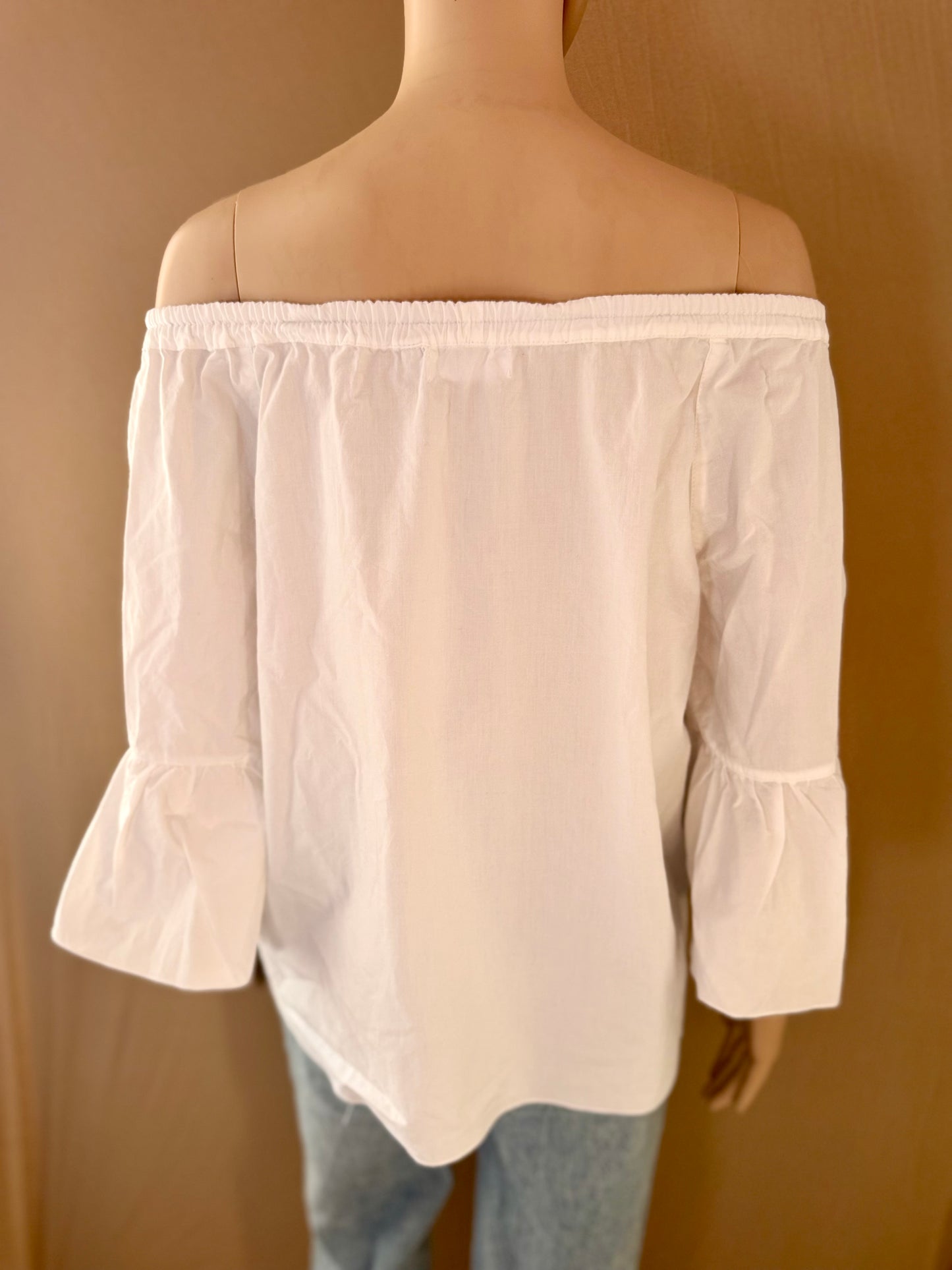 🤍 Top Blanc Épaules Dénudées – 100% Coton