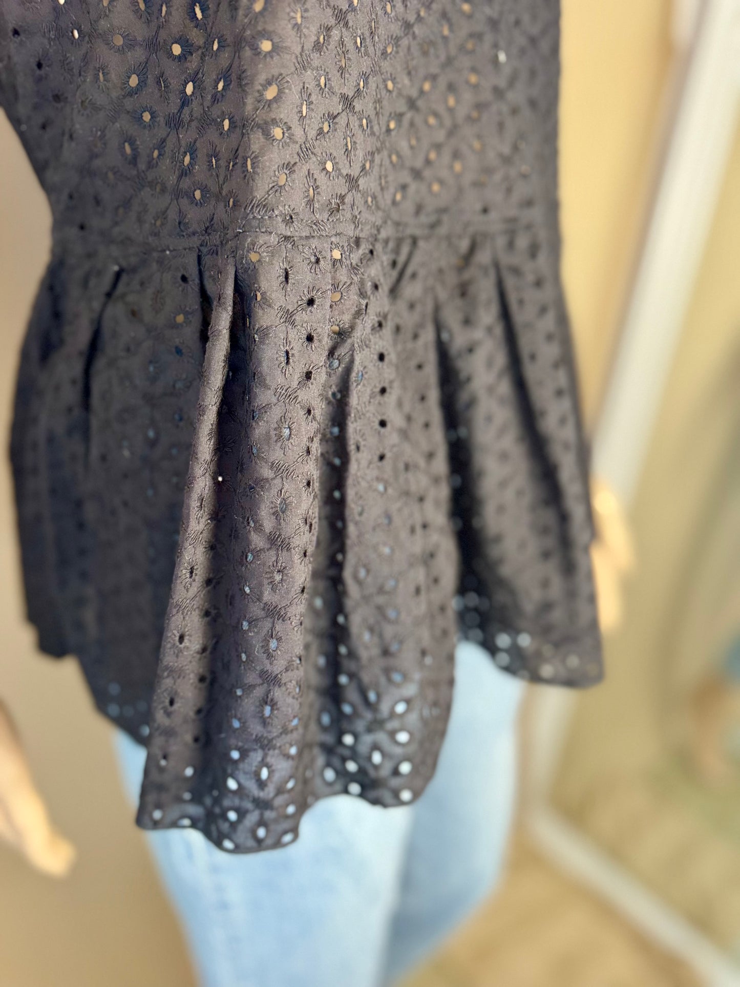 🖤 Haut en broderie anglaise noir – 100% coton